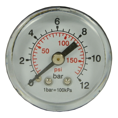Manometer, 1/8" AG hinten, 40 mm, 0 - 12 bar, Kunststoff